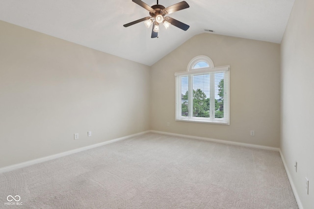 7927 Broadmead Way, Indianapolis, IN 46259 - unfurnished room featuring ceiling fan, light colored carpet, and vaulted ceiling