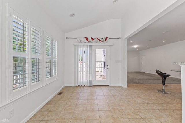 2833 Holiday Way, Greenwood, IN 46143 - empty room featuring light tile patterned floors, recessed lighting, and high vaulted ceiling