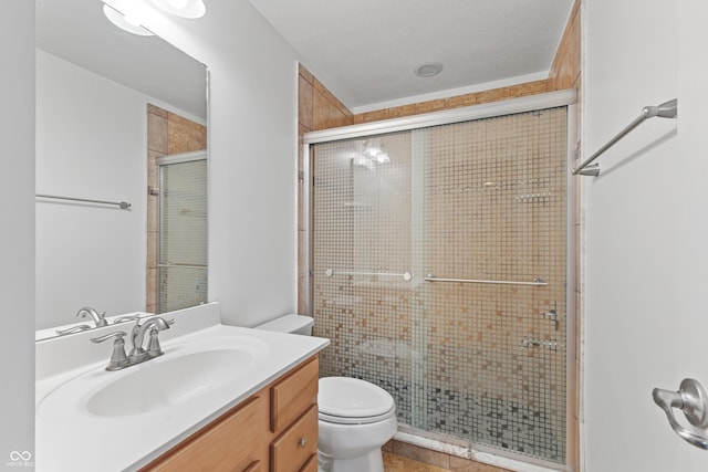 2833 Holiday Way, Greenwood, IN 46143 - full bathroom featuring vanity, a shower stall, and tile patterned flooring