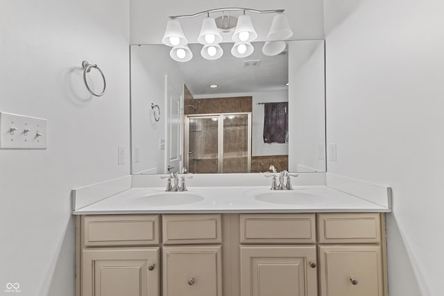 2833 Holiday Way, Greenwood, IN 46143 - full bathroom featuring double vanity and a shower stall