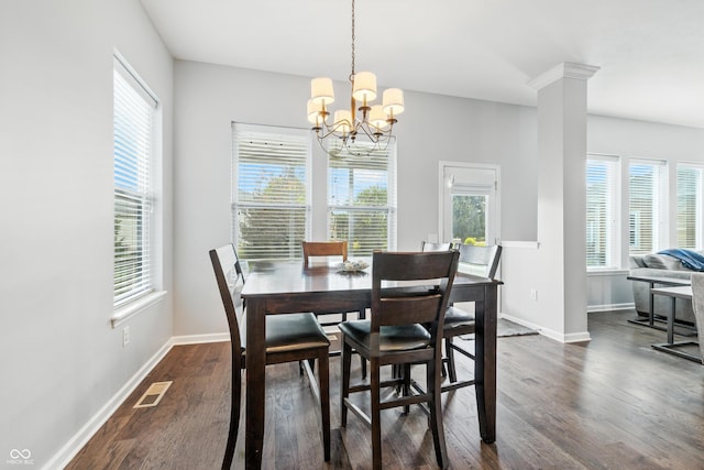 5875 Stroup Dr, Noblesville, IN 46062 - dining space with dark wood-style flooring and a chandelier