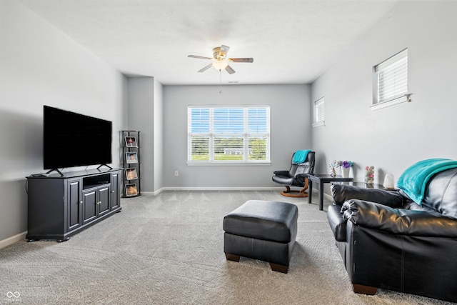 5875 Stroup Dr, Noblesville, IN 46062 - living area with ceiling fan and light colored carpet