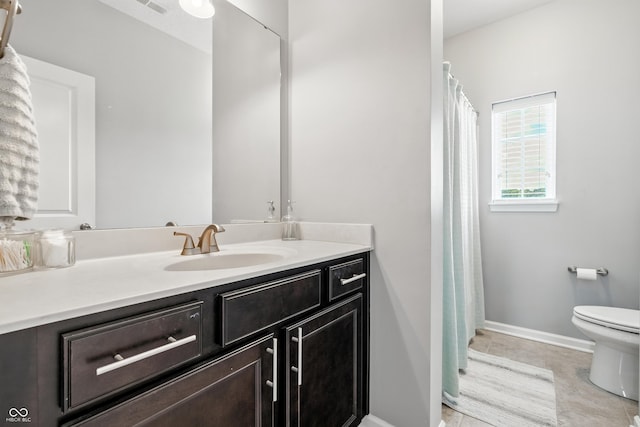 5875 Stroup Dr, Noblesville, IN 46062 - bathroom with vanity, tile patterned flooring, and a shower with shower curtain