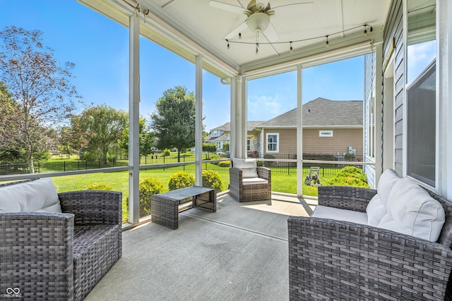 5875 Stroup Dr, Noblesville, IN 46062 - sunroom / solarium featuring ceiling fan