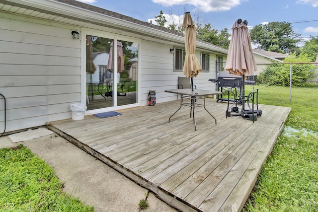 2149 Westline Dr, Columbus, IN 47203 - wooden terrace with grilling area and a lawn