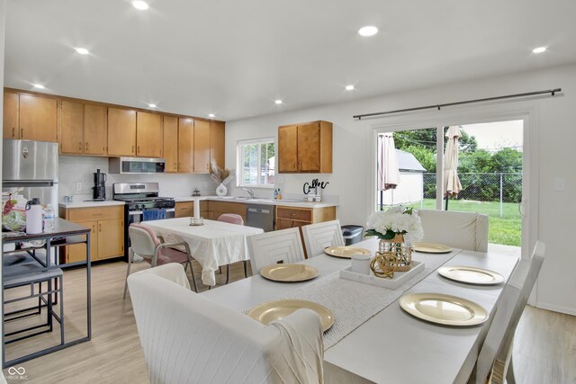 2149 Westline Dr, Columbus, IN 47203 - dining room with light wood-type flooring and recessed lighting