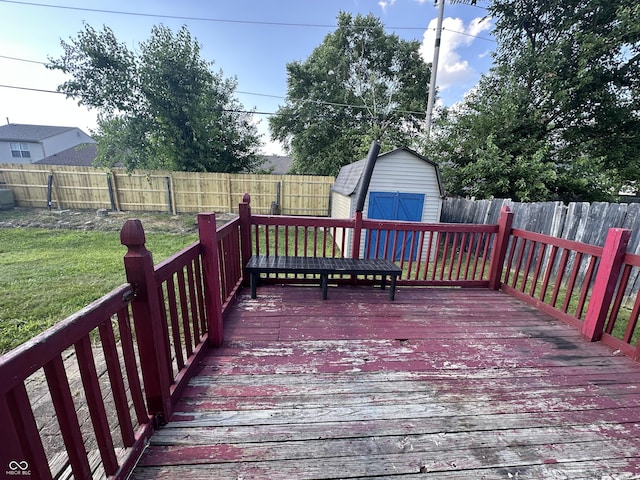 3708 Pleasant Creek Dr, Indianapolis, IN 46227 - wooden terrace with a storage shed and a fenced backyard