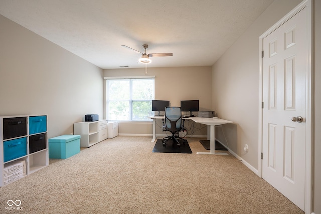 268 Larimar Dr, Whiteland, IN 46184 - carpeted office featuring a ceiling fan and baseboards