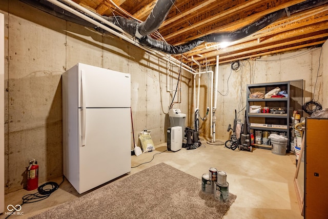 268 Larimar Dr, Whiteland, IN 46184 - unfinished below grade area with freestanding refrigerator
