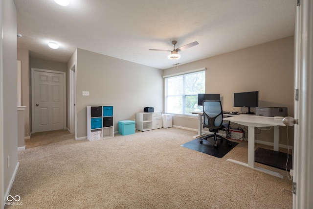 268 Larimar Dr, Whiteland, IN 46184 - carpeted home office with ceiling fan and baseboards
