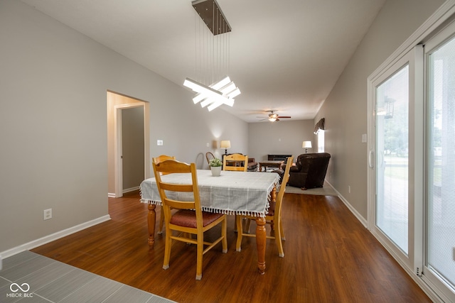 268 Larimar Dr, Whiteland, IN 46184 - dining room with dark wood-type flooring and a ceiling fan
