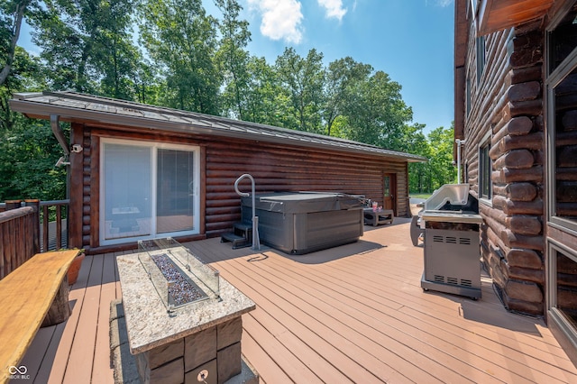 7813 W 50 S, Morgantown, IN 46160 - wooden deck with a fire pit and a grill