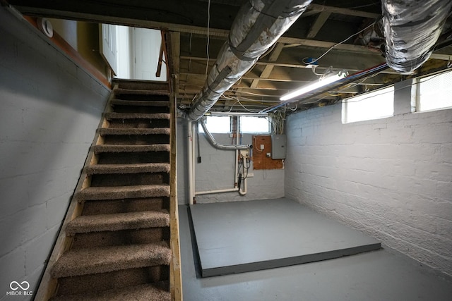 916 E 54th St, Indianapolis, IN 46220 - below grade area featuring stairs and electric panel