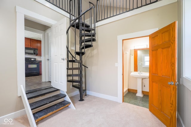 916 E 54th St, Indianapolis, IN 46220 - stairs with carpet floors and baseboards