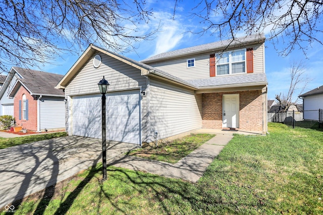 5422 Bluff View Dr, Indianapolis, IN 46217 - traditional home with an attached garage, concrete driveway, and brick siding