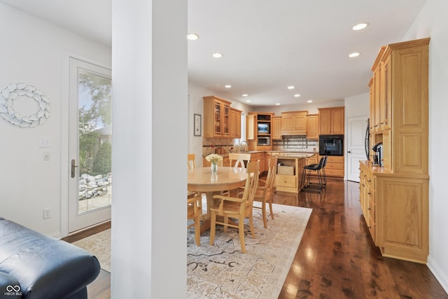 12068 Bayhill Dr, Carmel, IN 46033 - dining area with recessed lighting and dark wood-type flooring