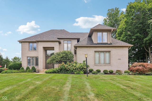 12068 Bayhill Dr, Carmel, IN 46033 - view of front of house featuring a front lawn, brick siding, and roof with shingles