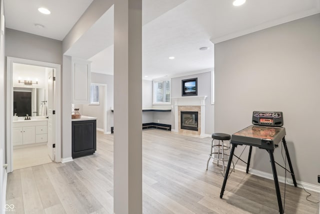 12068 Bayhill Dr, Carmel, IN 46033 - corridor featuring light wood finished floors and recessed lighting