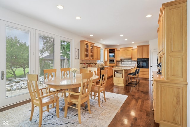 12068 Bayhill Dr, Carmel, IN 46033 - dining room with recessed lighting and dark wood-style flooring
