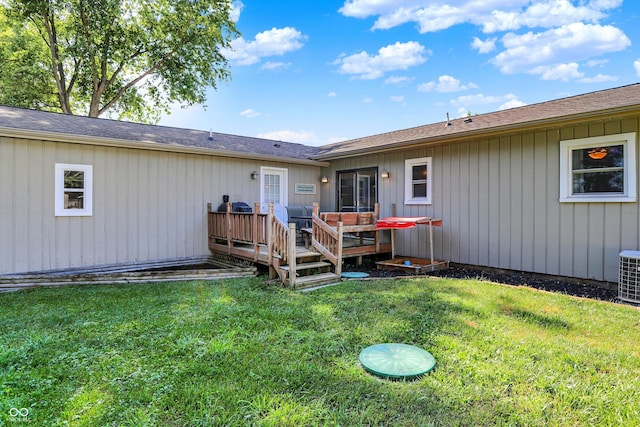 1328 E 600 N, West Lafayette, IN 47906 - back of house with a wooden deck and a lawn