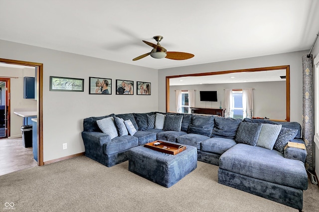 1328 E 600 N, West Lafayette, IN 47906 - living room with a ceiling fan and light colored carpet