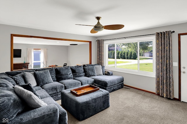 1328 E 600 N, West Lafayette, IN 47906 - carpeted living room with ceiling fan and baseboards