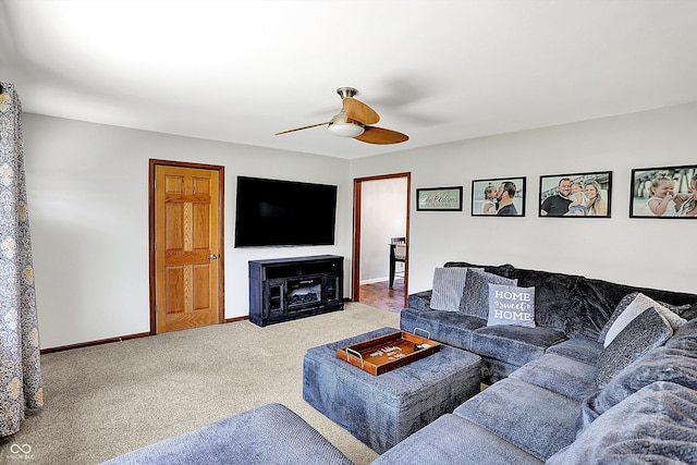 1328 E 600 N, West Lafayette, IN 47906 - living area featuring a ceiling fan and carpet flooring