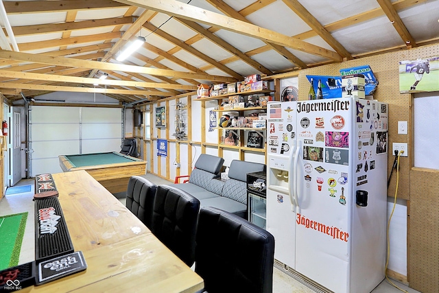 1328 E 600 N, West Lafayette, IN 47906 - garage featuring white fridge with ice dispenser and wallpapered walls