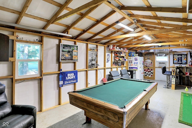 1328 E 600 N, West Lafayette, IN 47906 - recreation room with billiards table, vaulted ceiling, and plenty of natural light