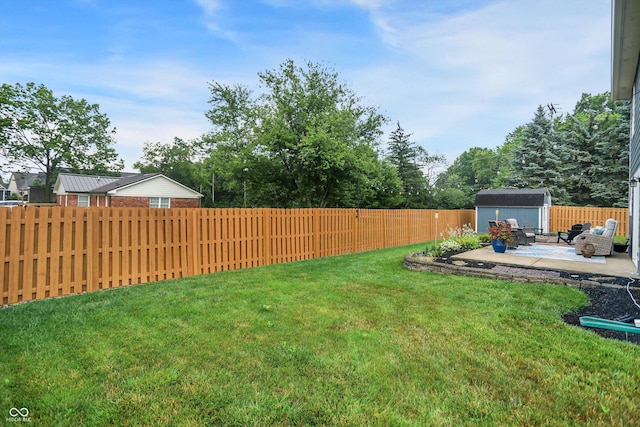 17101 Rushmore Dr, Westfield, IN 46074 - fenced backyard featuring a shed and a patio area