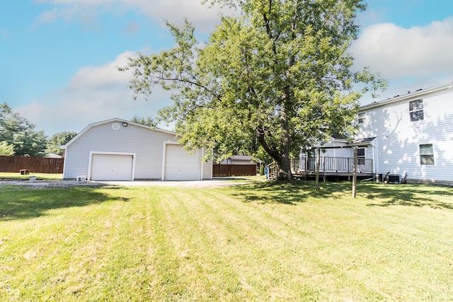 4729 Hittle Dr, Indianapolis, IN 46239 - view of yard with an outdoor structure, a deck, and a detached garage