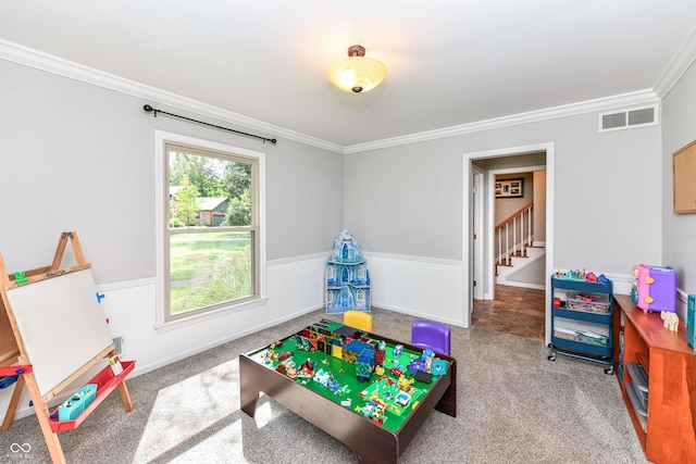3012 Rollshore Ct, Carmel, IN 46033 - game room with crown molding and carpet flooring