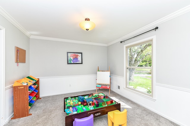 3012 Rollshore Ct, Carmel, IN 46033 - game room with crown molding and carpet flooring