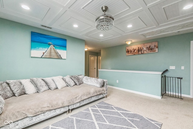 1358 Avocet Dr, Greenwood, IN 46143 - carpeted living area with attic access and recessed lighting