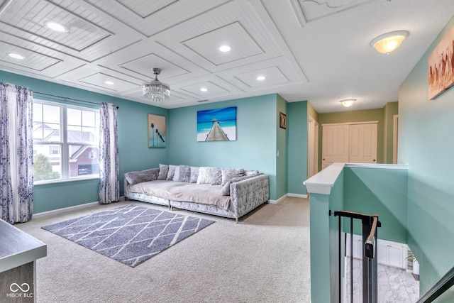 1358 Avocet Dr, Greenwood, IN 46143 - living room featuring light colored carpet and recessed lighting