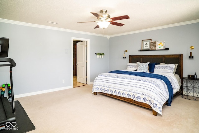 5322 Lily Pad Ln, Indianapolis, IN 46237 - bedroom with crown molding, carpet flooring, and a ceiling fan