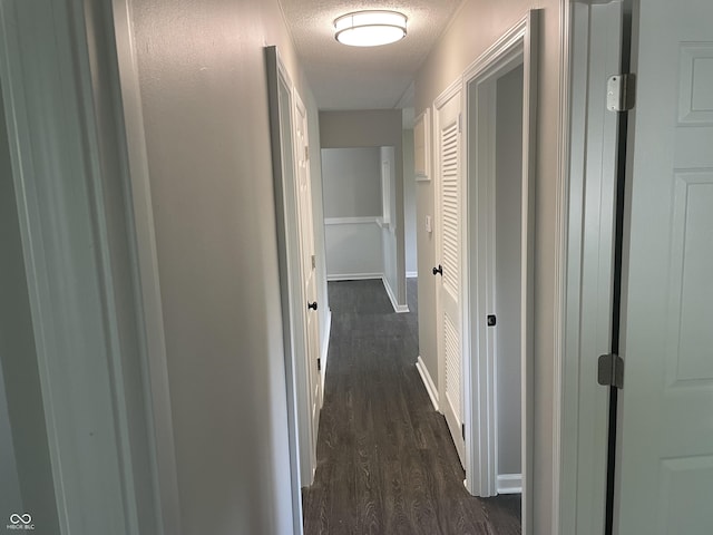 3119 N Fuller Dr, Indianapolis, IN 46224 - corridor featuring dark wood-style flooring and a textured ceiling