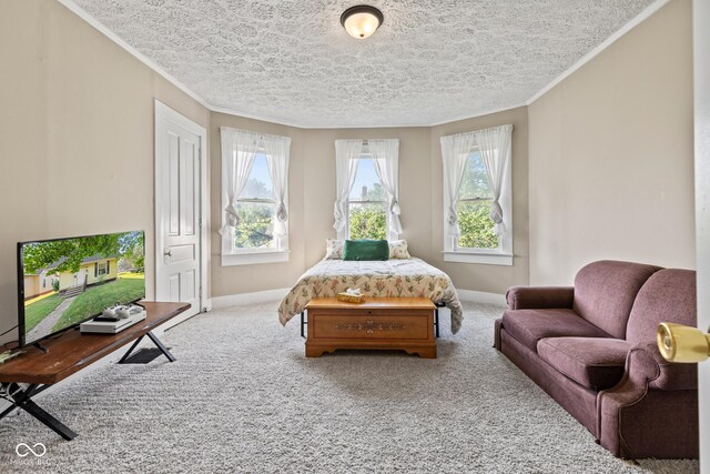 1418 S 7th St, Terre Haute, IN 47802 - carpeted bedroom with ornamental molding and a textured ceiling