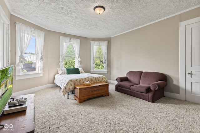 1418 S 7th St, Terre Haute, IN 47802 - bedroom featuring multiple windows, a textured ceiling, carpet floors, and crown molding