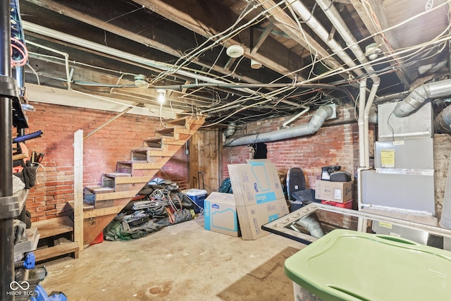 1418 S 7th St, Terre Haute, IN 47802 - unfinished below grade area featuring brick wall and stairs