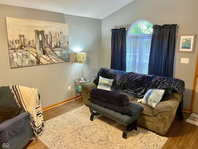 6191 Wildcat Dr, Indianapolis, IN 46203 - living area featuring wood finished floors and vaulted ceiling