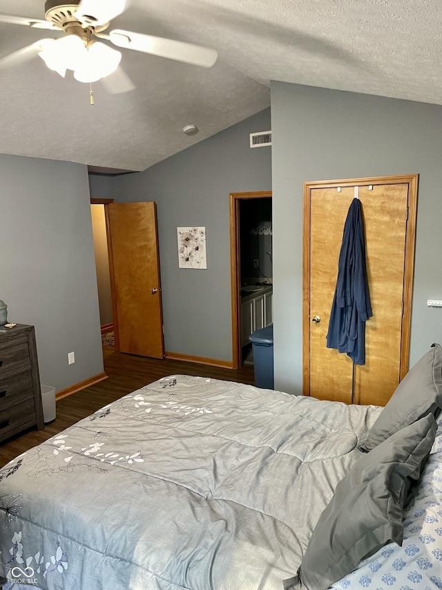 6191 Wildcat Dr, Indianapolis, IN 46203 - bedroom with wood finished floors, lofted ceiling, and a ceiling fan
