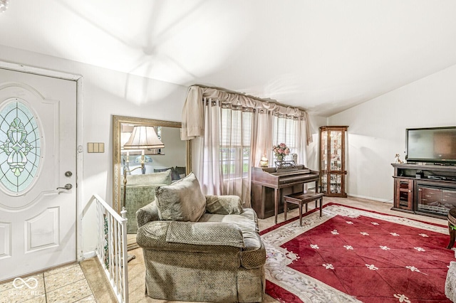 6241 S Meridian St, Indianapolis, IN 46217 - living room with vaulted ceiling and baseboards