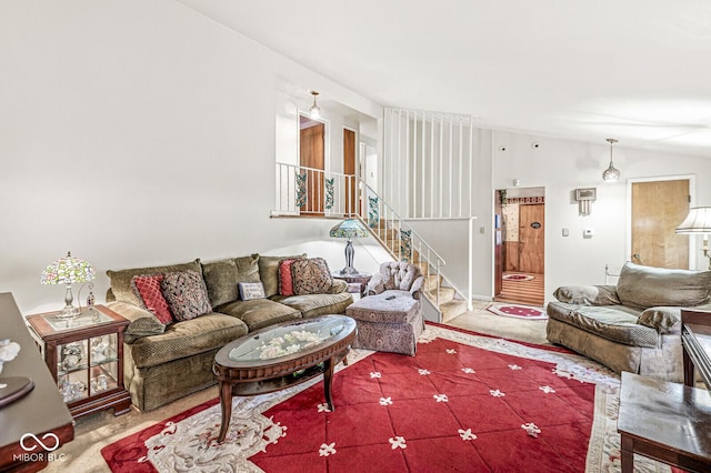 6241 S Meridian St, Indianapolis, IN 46217 - living area featuring stairway and lofted ceiling