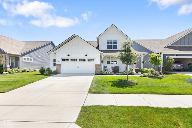 19677 Sumrall Pl, Westfield, IN 46074 - craftsman house with board and batten siding, concrete driveway, a front lawn, and a garage