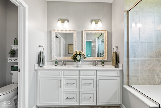 19677 Sumrall Pl, Westfield, IN 46074 - full bathroom with double vanity and  shower combination