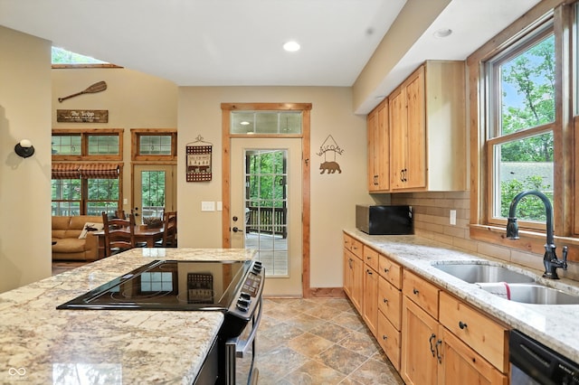 7563 Grizzly Dr, Nineveh, IN 46164 - kitchen featuring stainless steel range with electric cooktop, dishwashing machine, plenty of natural light, and recessed lighting