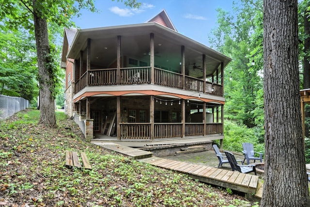 7563 Grizzly Dr, Nineveh, IN 46164 - back of property featuring ceiling fan and a deck