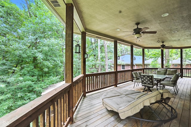 7563 Grizzly Dr, Nineveh, IN 46164 - sunroom / solarium with outdoor dining space and a ceiling fan