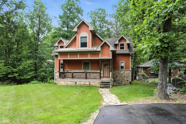 7563 Grizzly Dr, Nineveh, IN 46164 - craftsman-style home featuring a porch and stone siding